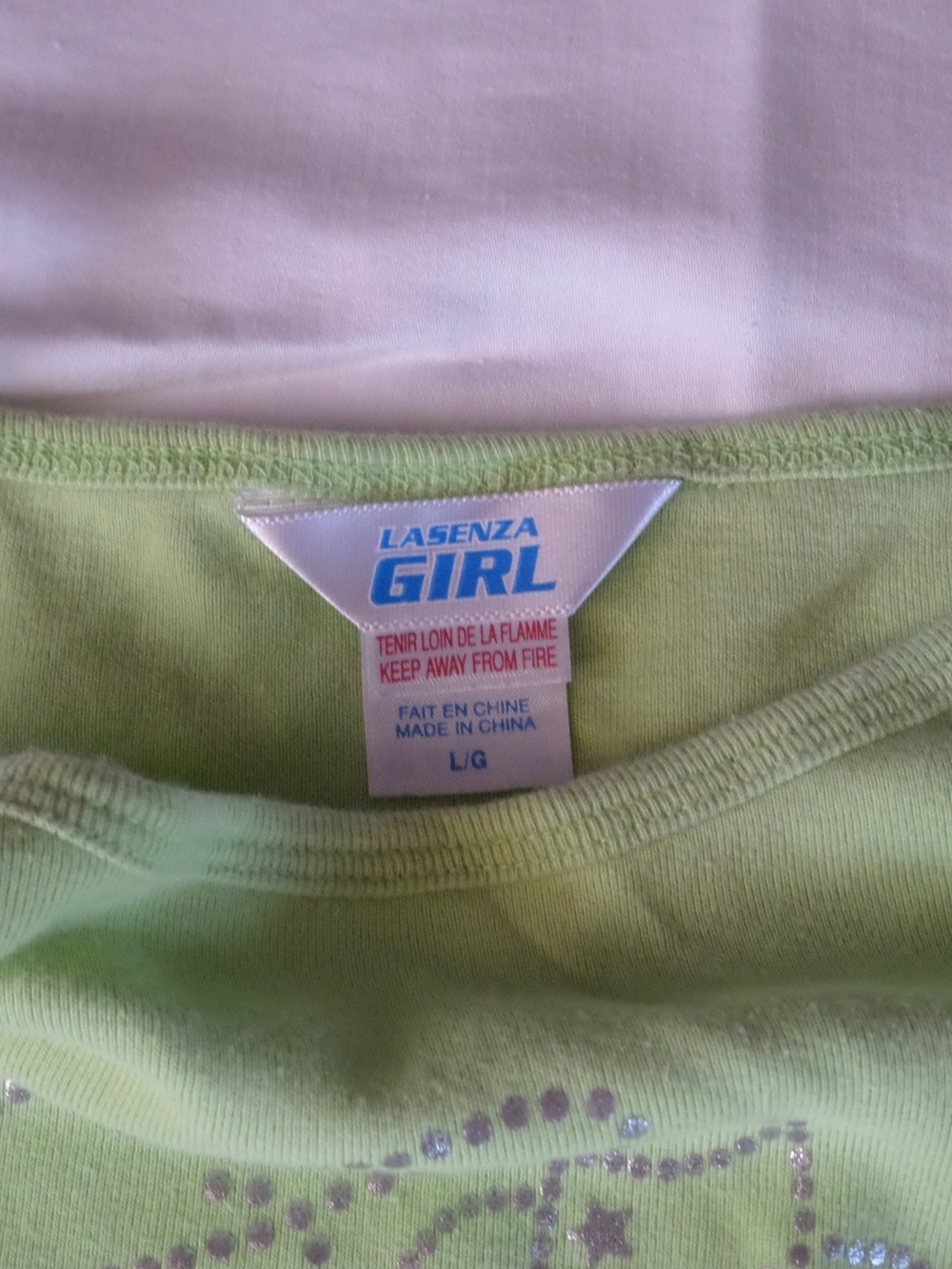 La SENZA Girl Lime Green Tee with Sparkle Graphic